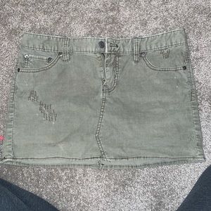 Green Corduroy Mini Skirt